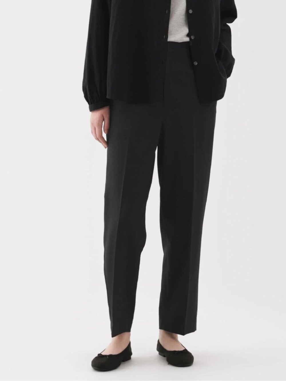 Muji Women's Water Repellent Chino Tuck Pants Dark Navy / S